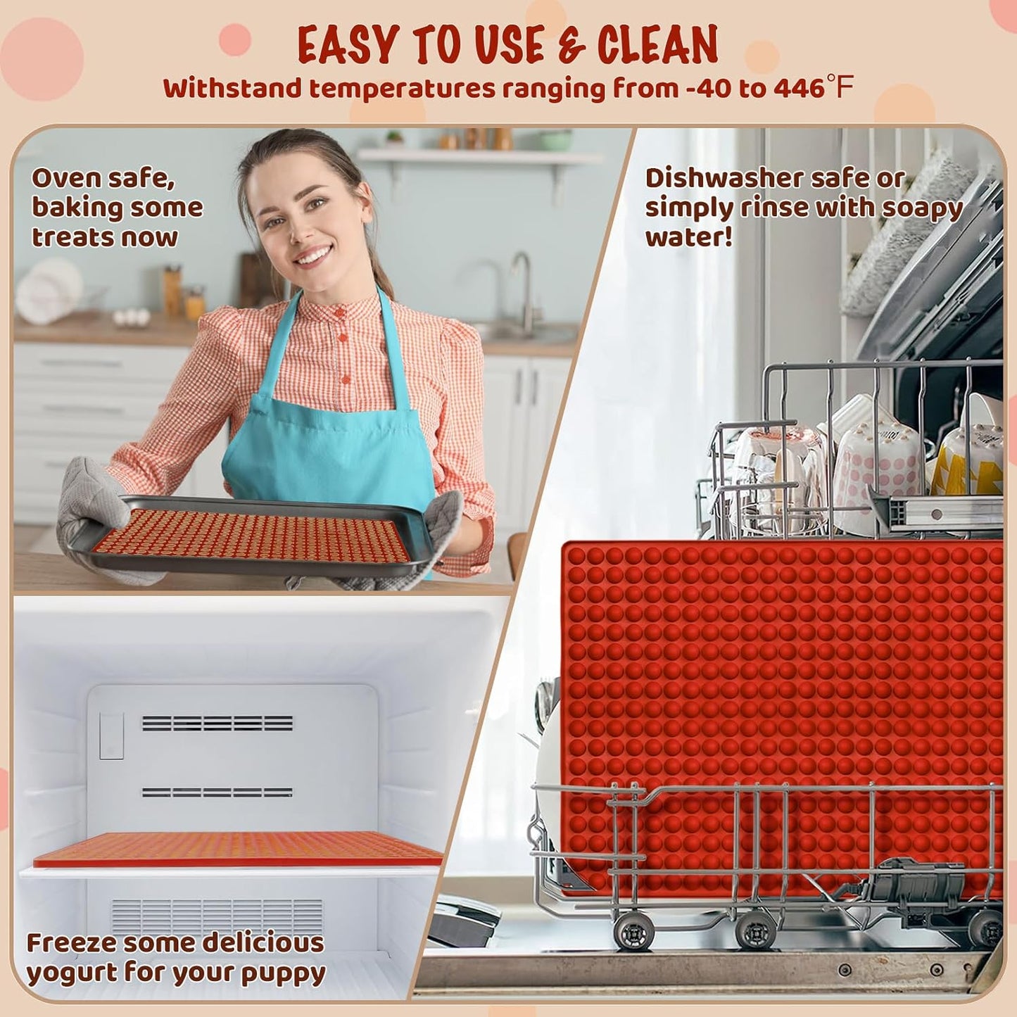 HKNMTT Silicone Mini Round Shape Molds, 468 Cavities Tiny Semi Sphere Baking Sheet Dog Treats Molds Candy Freezer Oven Safe Homemade Dog Treats Kit BPA Free Food Grade