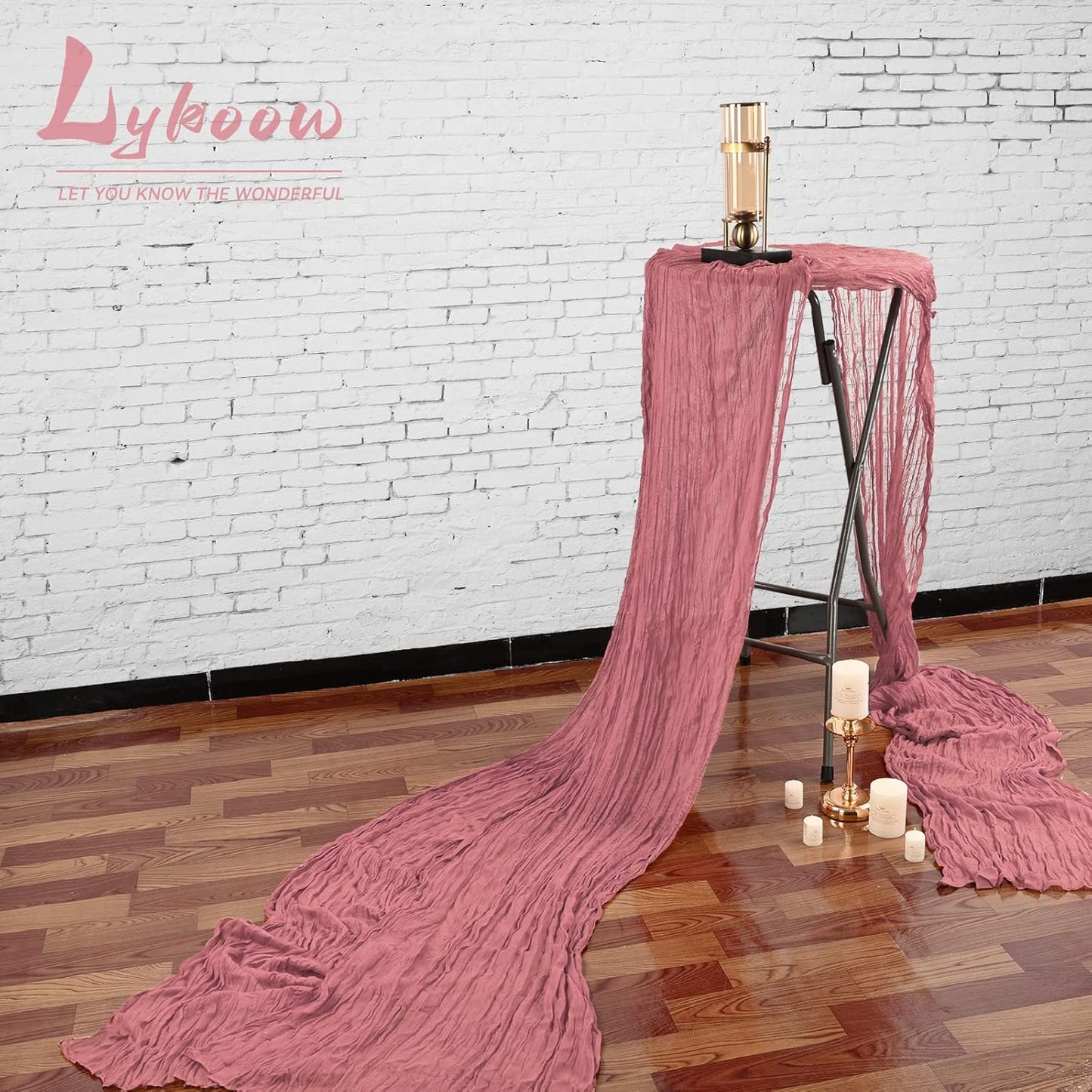 15 Packs Cheesecloth Table Runner Dusty Rose,13 Ft Dark Pink Rustic Gauze Boho Wedding Table Runner Decoration, Wedding Table Decor Table Cloth for Wedding Party Bridal Shower Table,21.5x157in