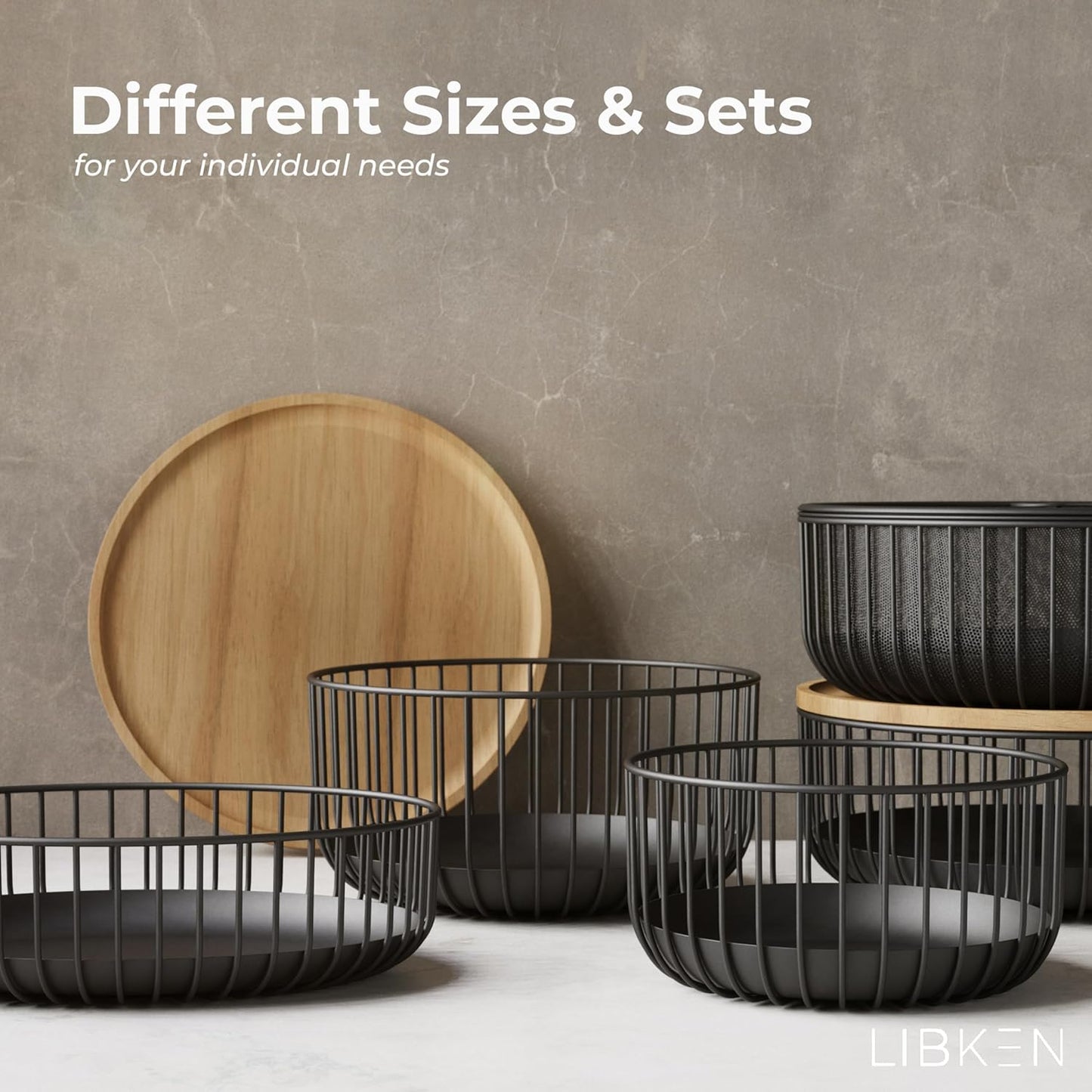 Metal Fruit Bowl with Mesh Lid and Basket - Fruit and Vegetable Holder For Kitchen Counter - Countertop Display Baskets Organizer - Bowl Storage for Veggie, Fruits, Snack, and Banana - Black