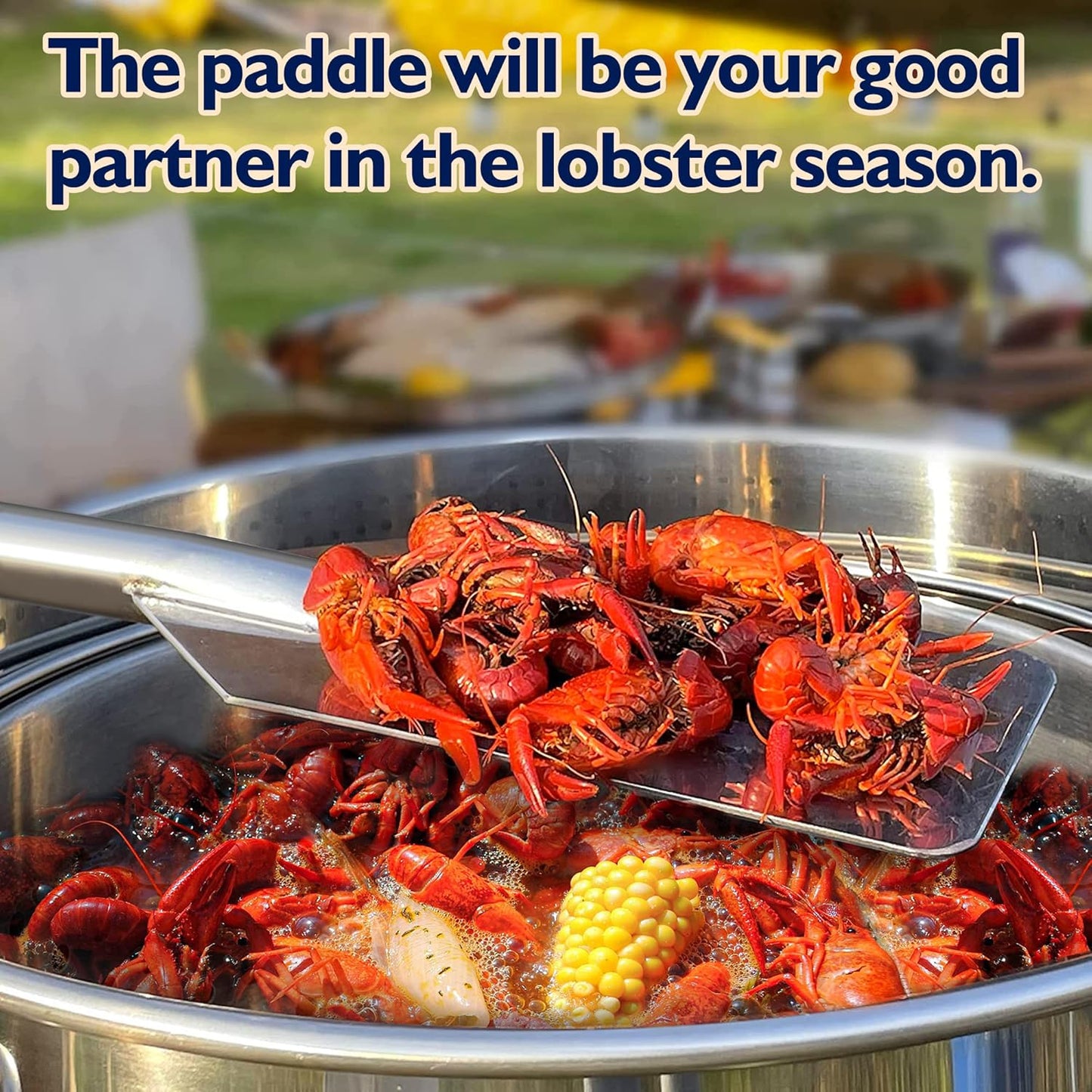 ARC 52quart Large Stainless Steel Stockpot with 36 inch Mixing Paddle for Seafood Boiler Crawfish Pot with Basket and Steam Rack, Stir Paddle for Large Batch Cooking Crab Lobster Shrimp, and Tamales