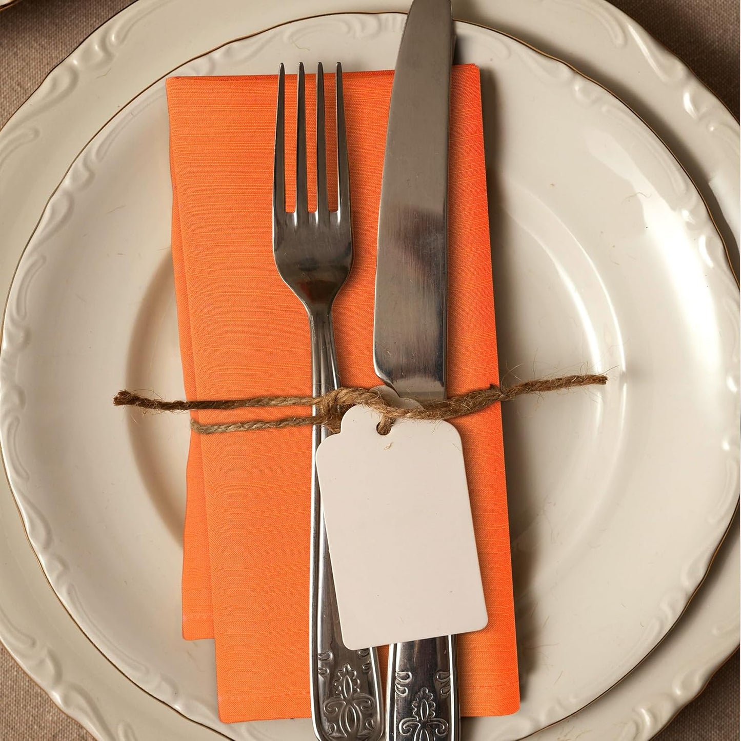 Urban Villa Halloween Cloth Napkins Orange Color Dinner Napkins 20''x20'' (Set of 12) 100% Cotton Slub Absorbent Napkins Soft Durable Reusable Washable Ideal for Events Parties Everyday use