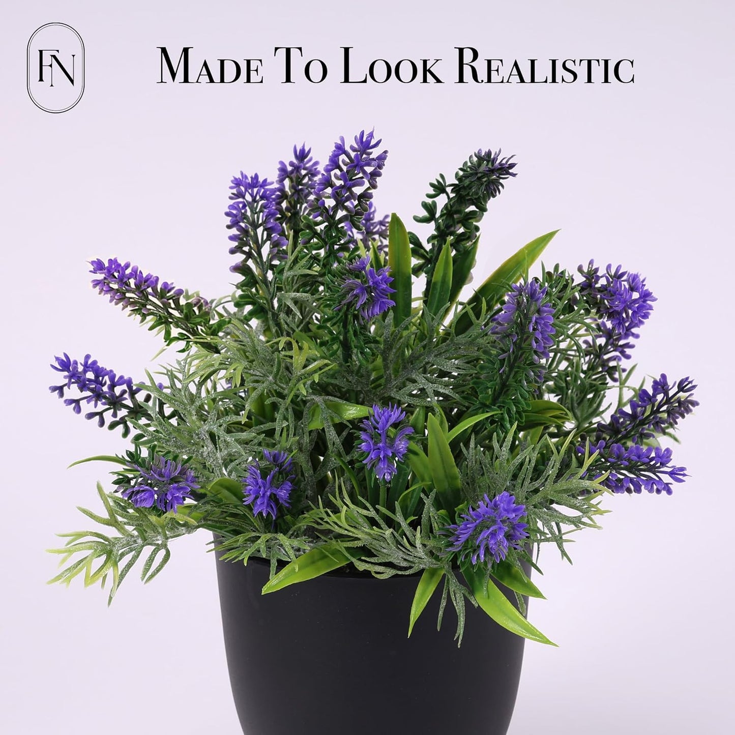 3 PACK 10" H Artificial Plant Greenery Pot (9" W Potted Greenery: Fake Faux Lavender Eucalyptus Boxwood) for Home Decoration Shop Decor Office Desk Dining Table Kitchen Washroom Garden Party Wedding