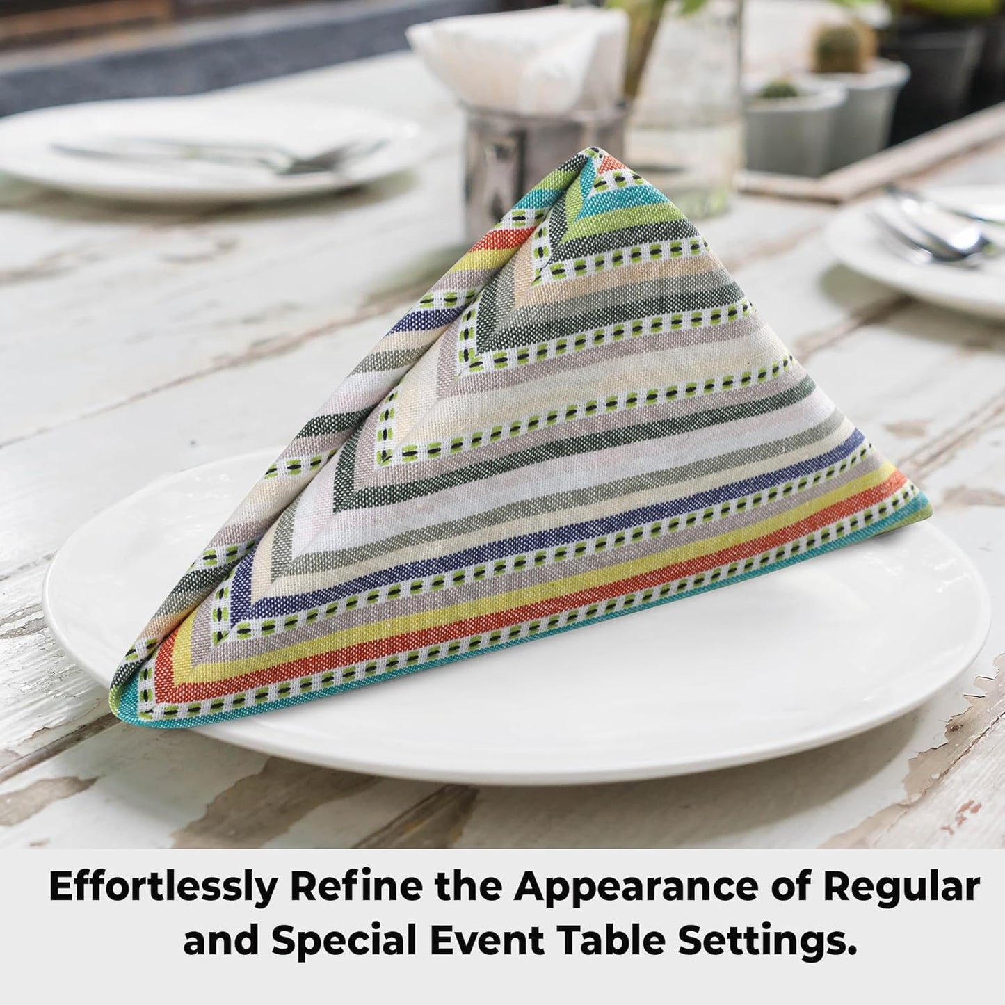 Urban Villa Cloth Napkins Set of 12 20x20 Inches 100% Cotton Napkins Cloth Washable Durable Reusable Absorbent Table Dinner Napkins Cloth for Hotel Lunch Restaurant Weddings Parties – Beige Stripes