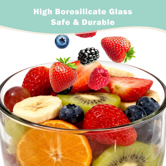 Trifle Bowl Set with Lids, 97oz & 135oz Glass Serving Bowls, BPA-Free Borosilicate Salad & Fruit Bowls, Airtight Food Storage Containers, Ideal for Layered Desserts & Holiday Parties