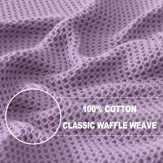 Homaxy 100% Cotton Waffle Weave Kitchen Dish Towels, Ultra Soft Absorbent Quick Drying Cleaning Towel, 13 x 28 Inches, 4-Pack, Lavender
