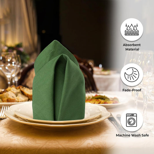 Urban Villa Cloth Napkins Set of 12 20x20 Inches 100% Cotton Napkins Cloth Washable Durable Reusable Absorbent Table Dinner Napkins Cloth for Christmas Parties Hotel Lunch Restaurant Weddings - Green