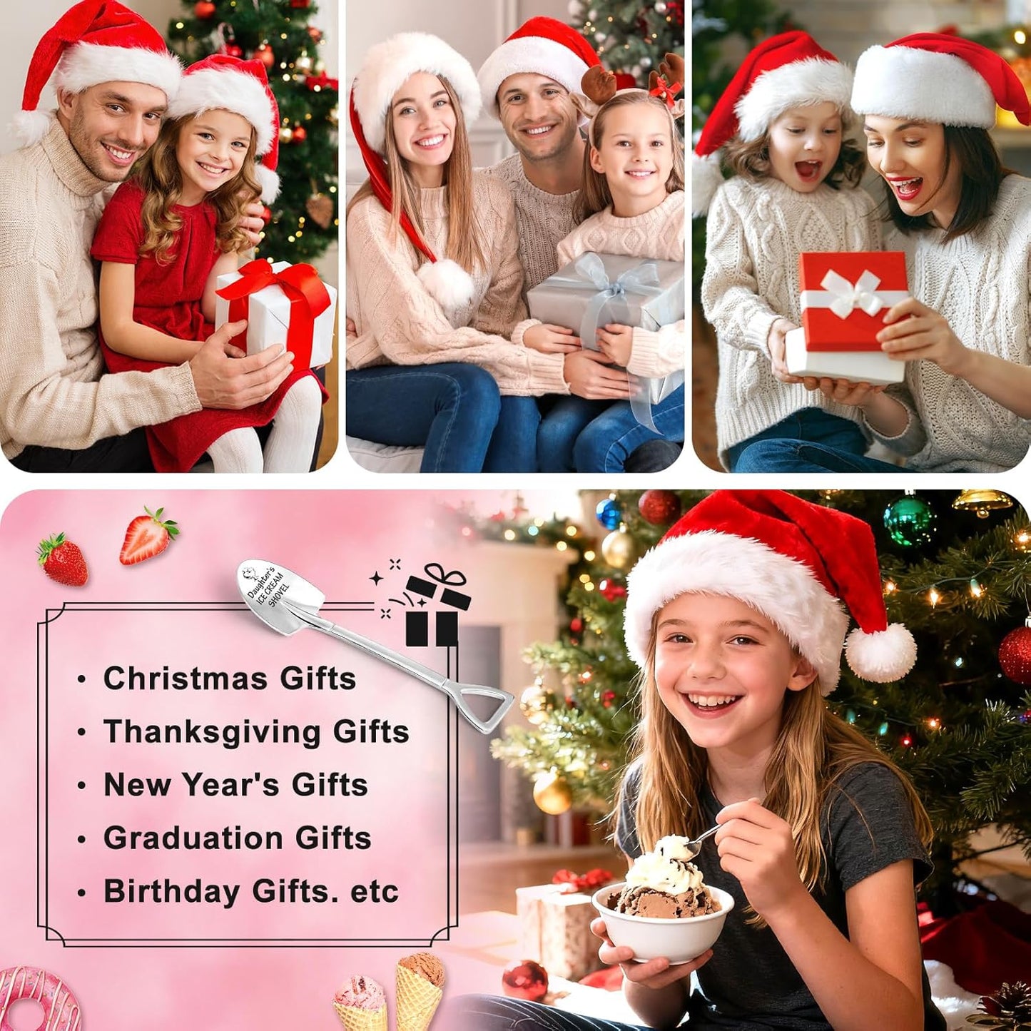 Christmas Unique Gifts for Daughter from Mom, Dad, Sister, Brother - Funny Ice Cream Scoop Shovel Gifts for Daughter-in-Law - Christmas Stocking Stuffers for Daughter’s, Birthday Presents