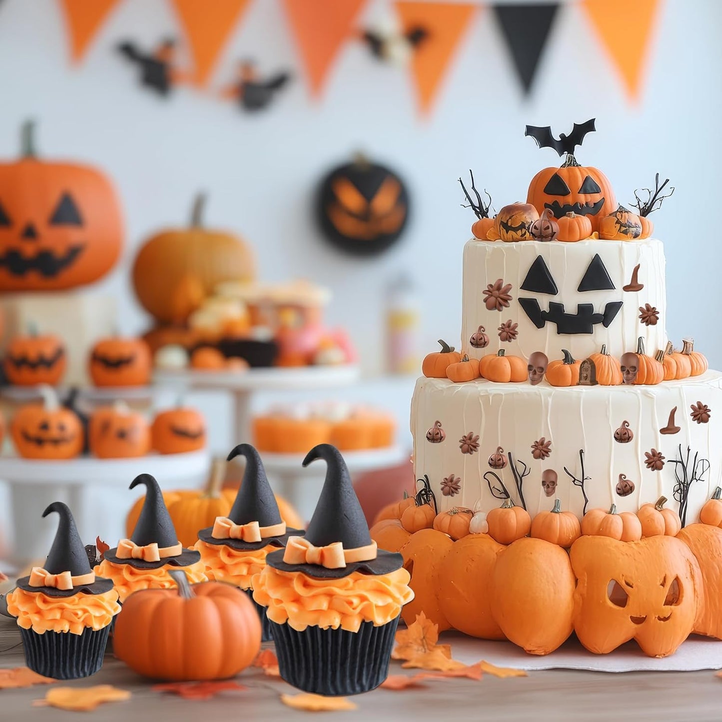 2 Pack Halloween Chocolate Molds, 18-Cavity Candy Molds with Skull Pumpkin Wizard Hat Bat Spider Tombstone for Chocolate Candy Gummy Jelly, Reusable Nonstick Halloween Molds for Baking