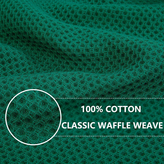 Homaxy 100% Cotton Waffle Weave Kitchen Dish Cloths, Ultra Soft Absorbent Quick Drying Dish Towels, 12 x 12 Inches, 12-Pack, Dark Green