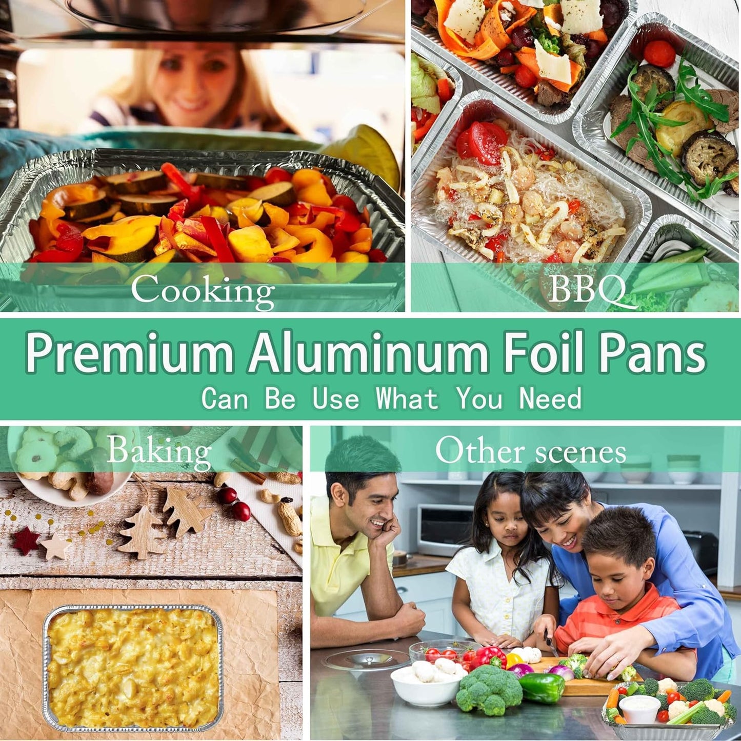 WANBAO 20 PACK 9.8"x7.2" Disposable Tin Foil Pans with Plastic Lids 4 LB Aluminum Pans To Go Containers for Cooking, Baking, Catering Party Meal Prep, Take Out, Freeze, Food Storage