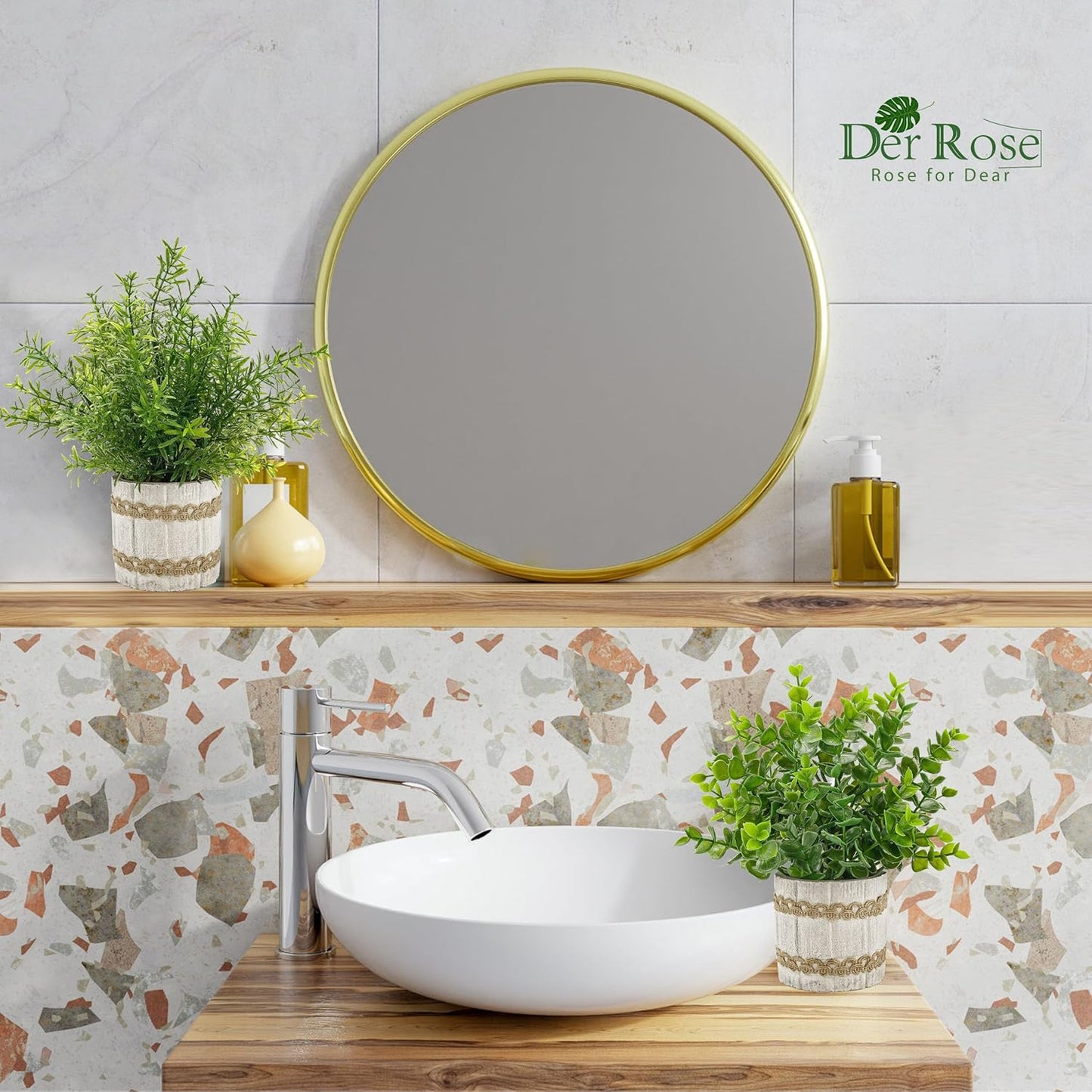 Der Rose 4 Pack Small Fake Plants Indoor Mini Artificial Plants for Home Office Farmhouse Decor Bathroom Bedroom Kitchen Desk Decor