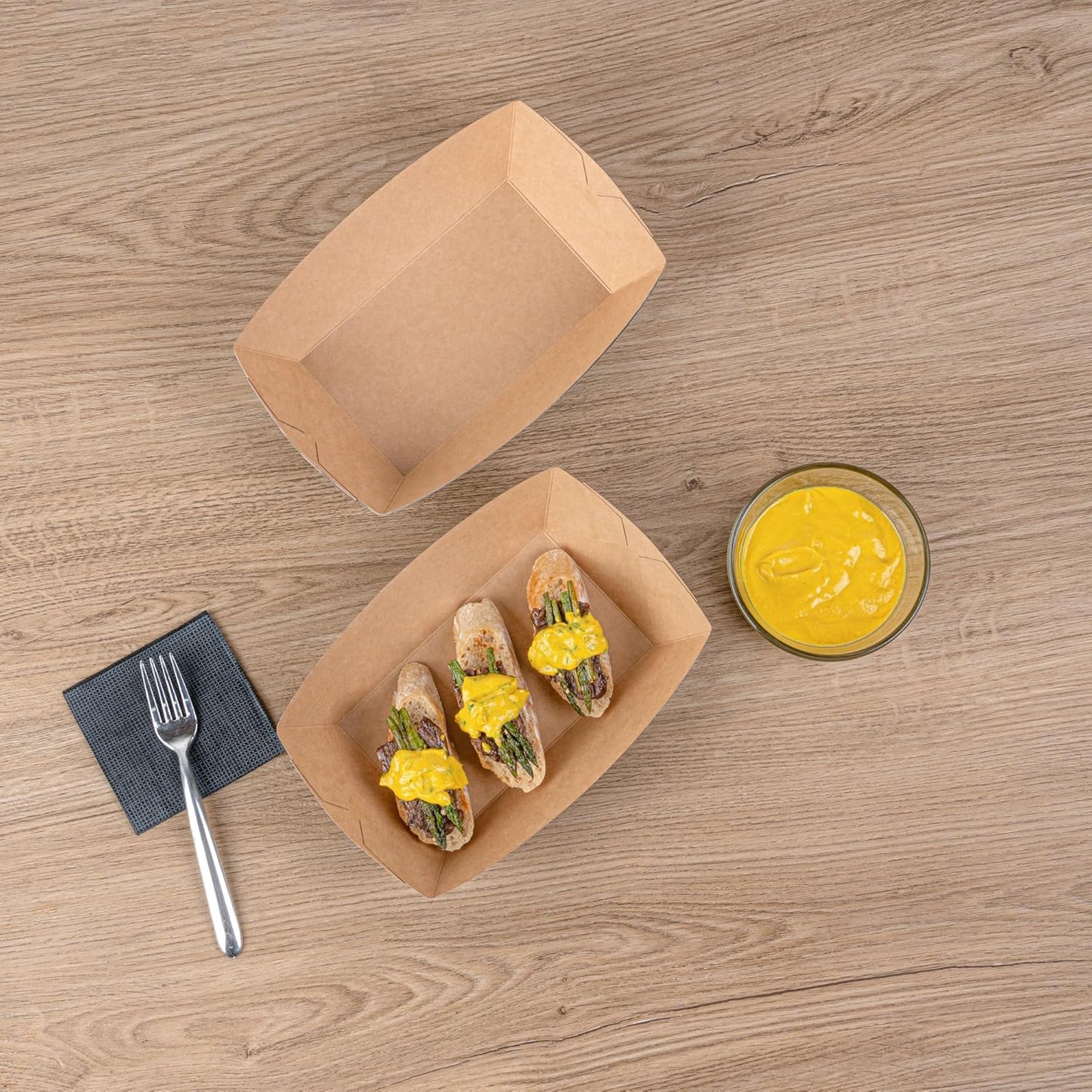 Restaurantware Bio Tek 2 Pound Food Boats 200 Disposable Paper Food Trays - Heavy-Duty Greaseproof Camouflage Paper Boats For Snacks Appetizers Or Treats Use At Parties Or Carnivals