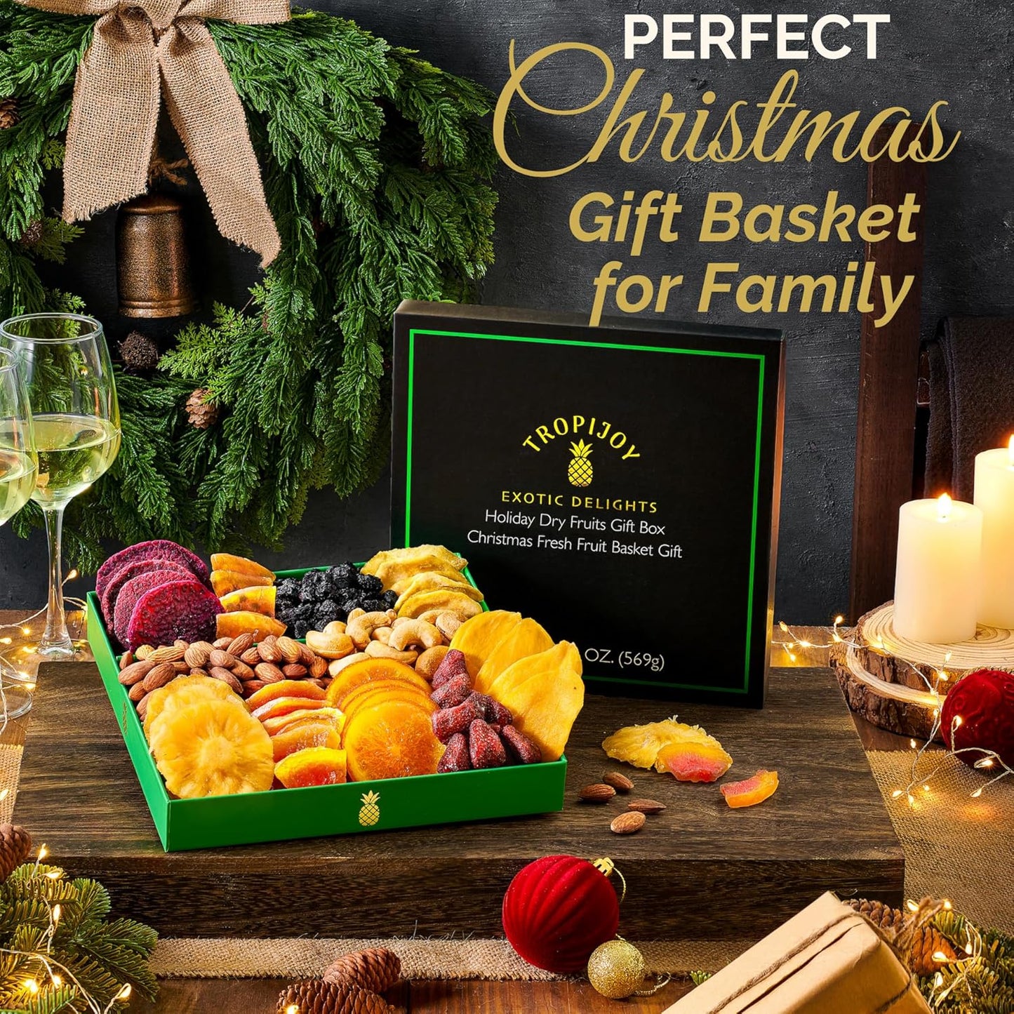 Christmas Gift Baskets - 11 Tropical Flavors - 20oz Soft Dried Fruit Basket Gift | Holiday Gift Baskets for Adults - Dried Fruit Gift Basket - Christmas Food Gifts - Family Gifts for Christmas Basket