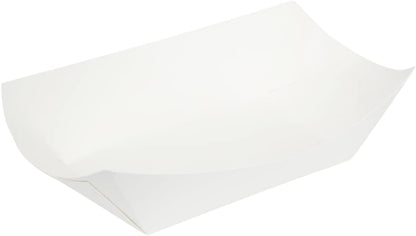 Restaurantware Bio Tek 1 Pound Food Boats 200 Disposable Paper Food Trays - Heavy-Duty Greaseproof White Paper Food Boats For Snacks Appetizers Or Treats Use At Parties Or Carnivals