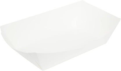 Restaurantware Bio Tek 2 Pound Food Boats 200 Disposable Paper Food Trays - Heavy-Duty Greaseproof White Paper Boats For Snacks Appetizers Or Treats Use At Parties Or Carnivals