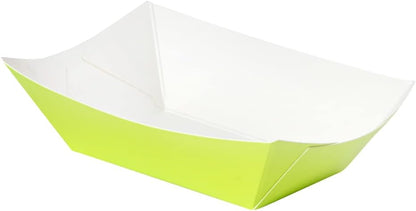 Restaurantware Bio Tek 6 Ounce Boat Paper Boats 50 Disposable #40 Food Trays - PE Lining Durable Light Green Paper Food Baskets For Concession Stands Picnics or Fairs Stackable