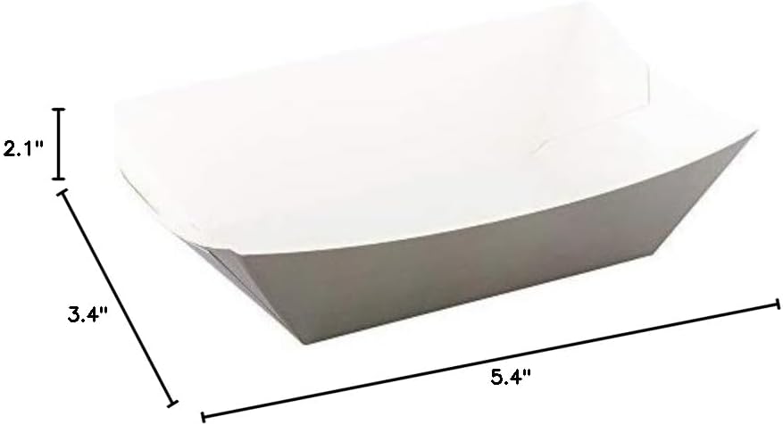 Restaurantware Bio Tek 1 Pound Food Boats 50 Disposable Paper Food Trays - Heavy-Duty Greaseproof Gray Paper Food Boats For Snacks Appetizers Or Treats Use At Parties Or Carnivals