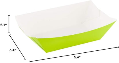 Restaurantware Bio Tek 1 Pound Food Boats 200 Disposable Paper Food Trays - Heavy-Duty Greaseproof Green Paper Food Boats For Snacks Appetizers Or Treats Use At Parties Or Carnivals