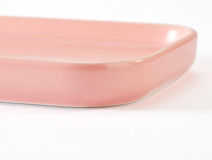 Ceramic Bathroom Tray,Kitchen Sink Organizer Tray,Cosmetics Holder (Pink)