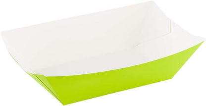 Restaurantware Bio Tek 1 Pound Food Boats 200 Disposable Paper Food Trays - Heavy-Duty Greaseproof Green Paper Food Boats For Snacks Appetizers Or Treats Use At Parties Or Carnivals