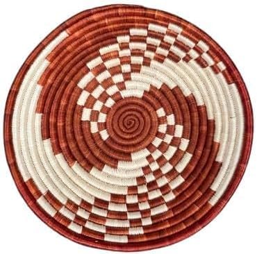 Handwoven African Basket Handmade sisal Fruit Bowl Wall Hanging decorative Baskets for Home Living Room Kitchen Centerpiece Zen Designs Arts and Crafts (Teja Beige, 10in diameter)