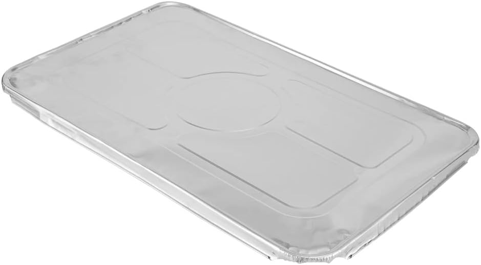 Restaurantware Aluminum Pan Cover 25 Count 21.06 x 13.5 Inch Oven Friendly Disposable Pan Lid Full Size Foil Lid Temperature-Sealing Silver For Catering And Food Storage