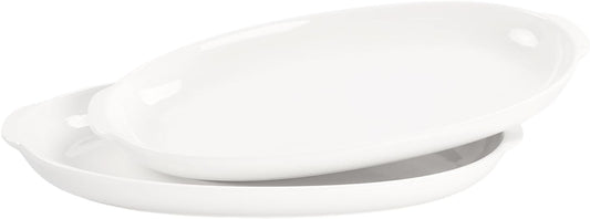 11 x 7 Inch Oval Au Gratin Baking Dishes, Set of 2, Porcelain Baking pan Oven Safe, Roasting Lasagna Pans, for Casserole Dish, Pie Plate, Baking, scalloped, potatoes, shepherds pie