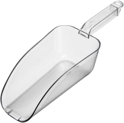 Restaurantware Met Lux 32 Ounce Ice Scoop 1 Flat Bottom Food Scoop - Beveled Front Edge Hanging Slot Clear PC Plastic Flour Scoop Lightweight For Ice Or Dry Ingredients