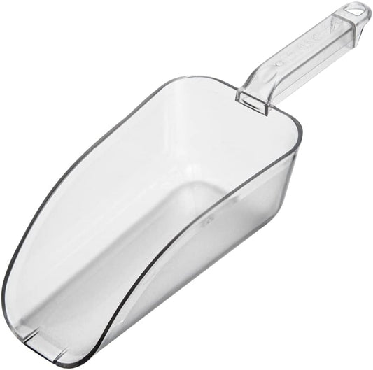 Restaurantware Met Lux 32 Ounce Ice Scoop 1 Flat Bottom Food Scoop - Beveled Front Edge Hanging Slot Clear PC Plastic Flour Scoop Lightweight For Ice Or Dry Ingredients