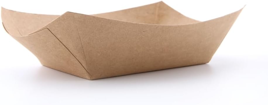 Angel's Peel Lounge Disposable Paper Food Tray - Recyclable Kraft, Fully Biodegradable Paper Food Trays- Picnics, Carnivals, Camping Trays- Food Serving Tray Holds Hot and Cold Food 2Lb (Pack of 100)