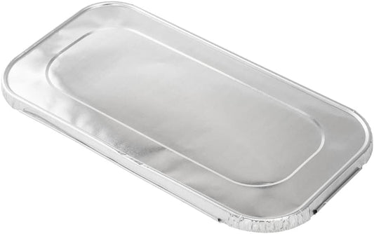 Restaurantware Aluminum Pan Cover 25 Count 12.69 x 6.56 Inch Oven Friendly Disposable Pan Lid 1/3 Size Foil Lid Temperature-Sealing Silver For Catering And Food Storage