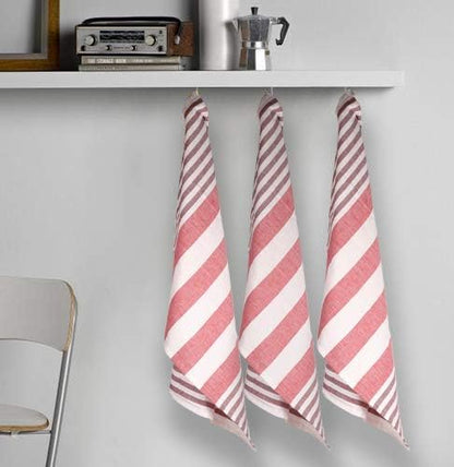 Urban Villa Christmas Dinner Napkins Horizontal Stripes Cloth Napkins Set of 12 Garnet/Red Color Dinner Napkins 20x20 Inches 100% Cotton Over Sized Cloth Napkins with Mitered Corners DinnerNapkins