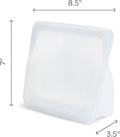 Stasher Silicone Reusable Storage Bag, Stand-Up Mid, Reusable Freezer Bag, Microwave, Dishwasher, Oven Safe, Sous Vide, Premium Lunch Container, Eco Friendly, Food Storage Bags, 56 oz, Clear