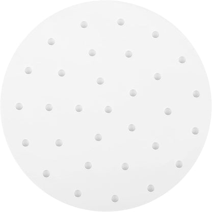 100pcs 9 Inch Round Air Fryer Liners, Fits 10-Inch Bamboo Steamer Baskets, Premium Perforated Parchment Paper Sheets, Non-stick Basket Mat, Perfect for Steaming/Baking/Air Fryers/Cooking