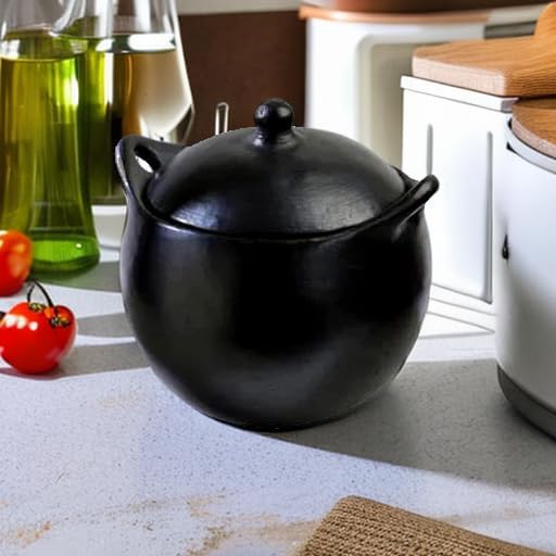 Authentic Chamba Soup & Bean Pot w/Cover - Elegant, All-Natural Black Clay Dutch Oven for Slow, Even Cooking - Stovetop & Oven Safe – Earthenware, Handmade in Colombia - Small, 2.5 Qt.