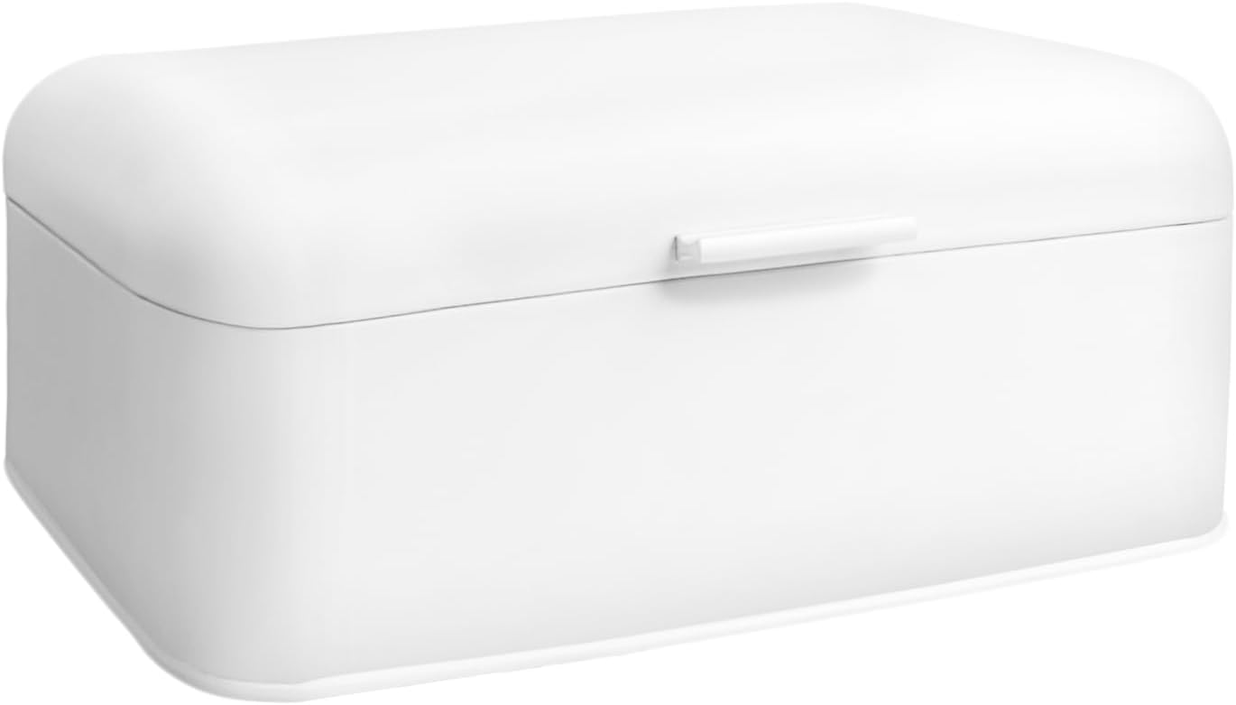 ENLOY Extra Large White Bread Box for Countertop, Stainless Steel Bread Storage Bin, Vintage Bread Box, Large Capacity Bread Keeper Holds Large Loaves