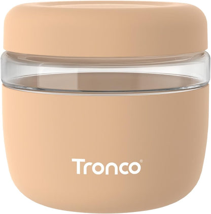 Tronco 24 oz Glass Lunch Bowl Container with Lid, Reusable Glass Food Container for Salad, Snack,Yogurt, Soup Food Storage, Meal Prep, Airtight, Leak & Spill Proof, Dishwasher Safe, BPA-Free, Set of 1