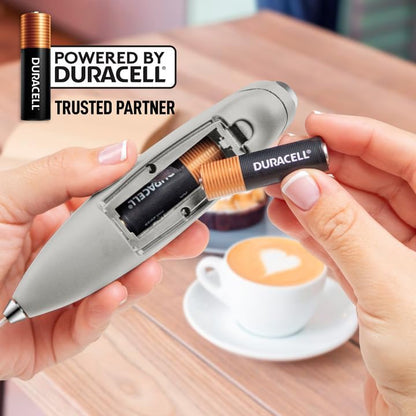 Zulay Kitchen Powerful Milk Frother Wand With 4 AA Duracell Batteries - Ultra Fast Handheld Drink Mixer - Electric Whisk Foam Maker for Coffee, Lattes, Cappuccino, Matcha & Creamer