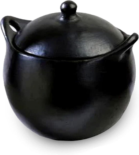 Authentic Chamba Soup & Bean Pot - Elegant Handmade Black Clay Dutch Oven with Cover - Perfect for Soups, Beans, Stocks & More - Versatile & Durable
