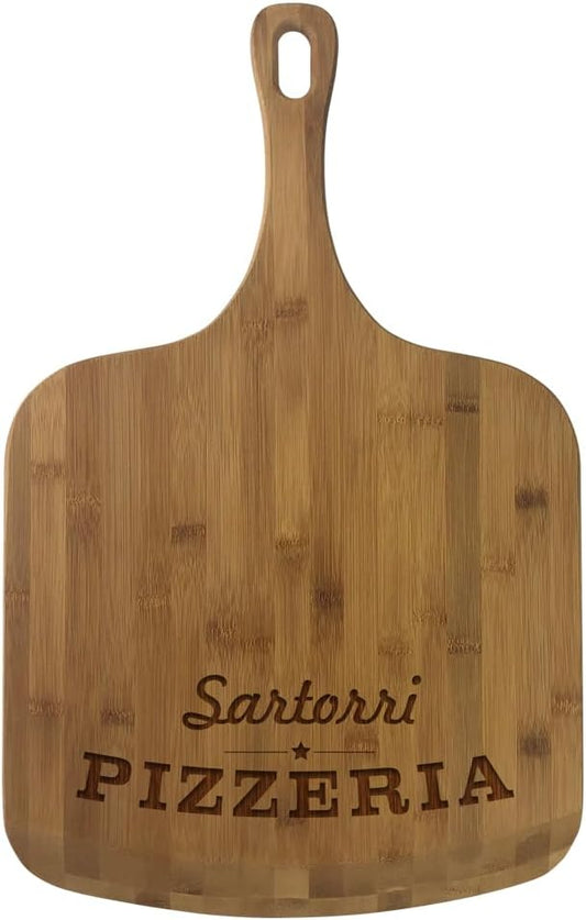 Personalized Bamboo Pizza Peel, Family Pizzeria, Measures 23 1/2" x 14 1/2" Engraved Pizza Board, Custom Pizzeria Decor