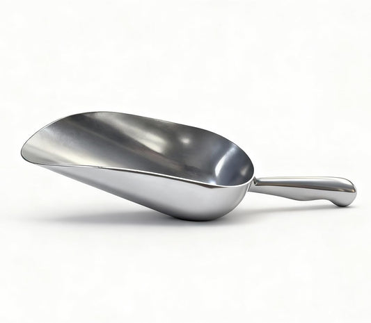 6 OZ Cast Aluminum Utility Scoop, One-Piece Solid Ice Scoop for Ice Bucket, Bar, Kitchen, Multipurpose Food Scooper for Flour, Sugar, Popcorn, Dog Food (Silver) (6OZ)