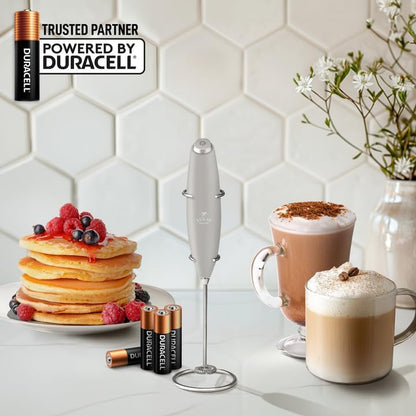 Zulay Kitchen Powerful Milk Frother Wand With 4 AA Duracell Batteries - Ultra Fast Handheld Drink Mixer - Electric Whisk Foam Maker for Coffee, Lattes, Cappuccino, Matcha & Creamer