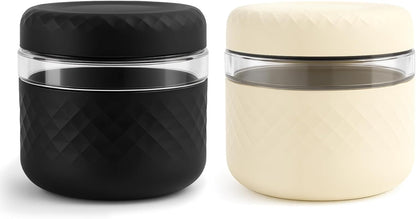 24 oz Glass Lunch Bowl Containers with Lids 2 Pack | Leak & Spill Proof, BPA-Free, Microwave & Dishwasher Safe | Airtight Meal Prep & Food Storage Jar for Lunch, Salad, Soup, Oats, Stew, Yogurt