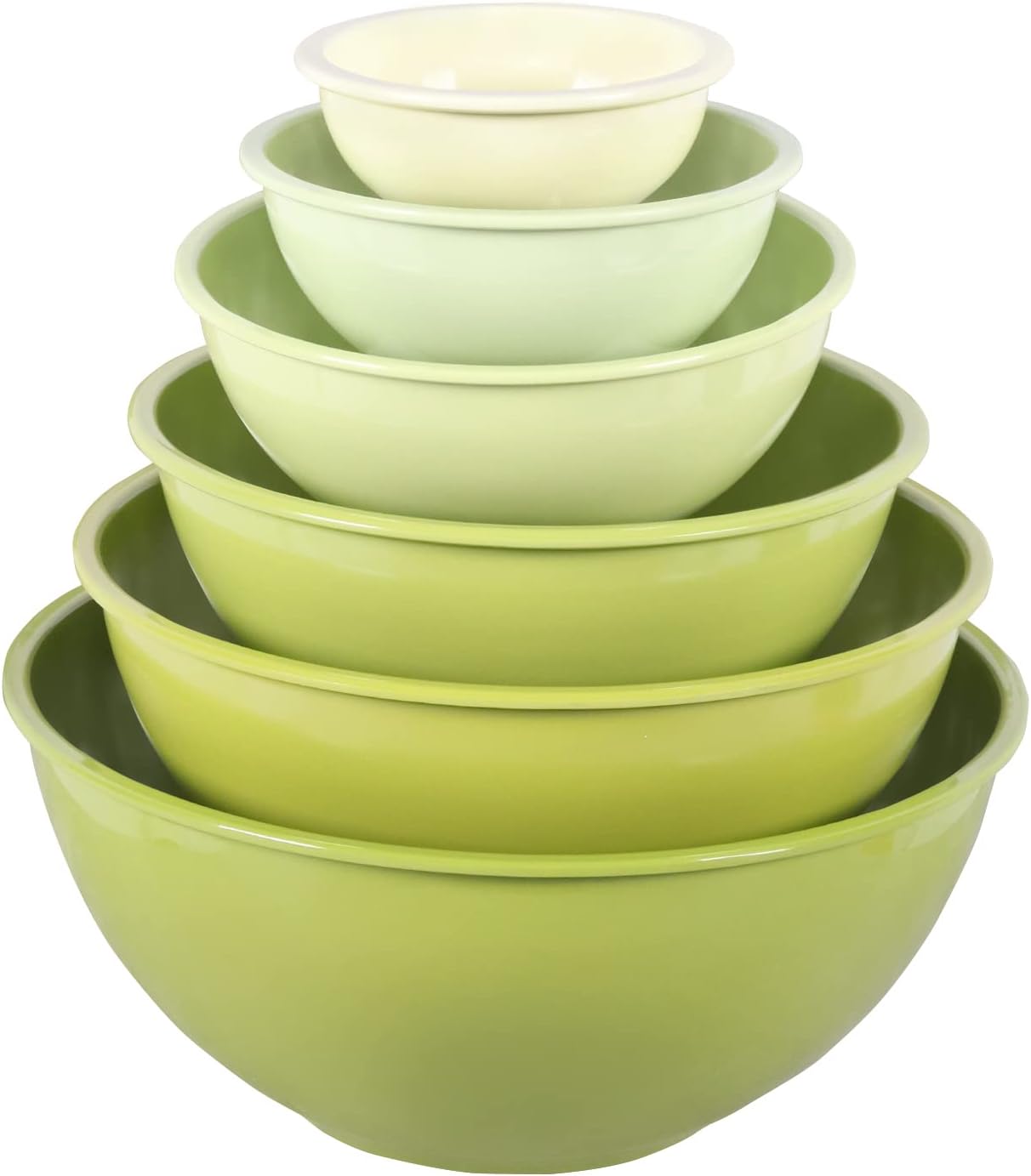 Melamine Mixing Bowls with Lids - 12 Piece Nesting Bowls Set 6 Bowls and 6 Lids, Mixing Bowl Set (Green Ombre)