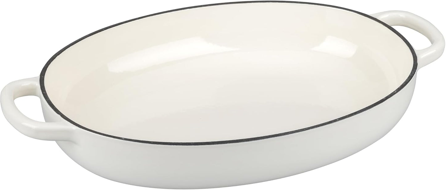 Enameled Oval Cast Iron Dutch Oven Pot with Lid, Bread Dutch Oven for Sourdough Bread Baking, 6QT, White