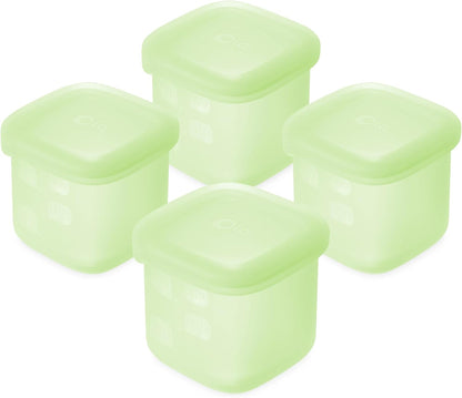Olababy Clear Sense Silicone Storage Containers 4pk for Baby Food, Snacks, Formula, Puree, Sauce & More | Micro Plastic & BPA-Free | Daycare Essentials for Toddlers and Kids (Kiwi, 4 oz / 120 ml)