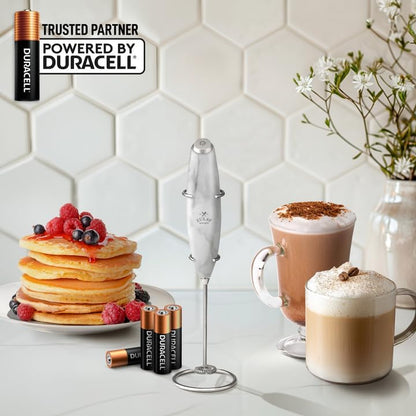 Zulay Kitchen Powerful Milk Frother Wand With 4 AA Duracell Batteries - Ultra Fast Handheld Drink Mixer - Electric Whisk Foam Maker for Coffee, Lattes, Cappuccino, Matcha & Creamer