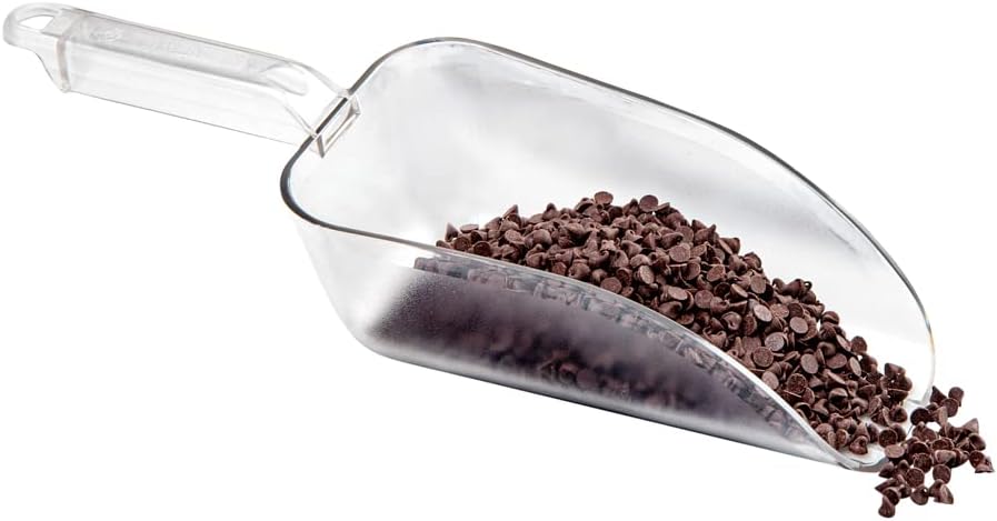 Restaurantware Met Lux 32 Ounce Ice Scoop 1 Flat Bottom Food Scoop - Beveled Front Edge Hanging Slot Clear PC Plastic Flour Scoop Lightweight For Ice Or Dry Ingredients