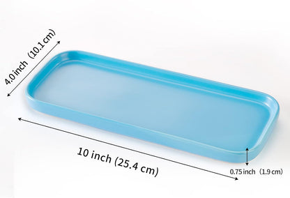 Ceramic Bathroom Tray,Kitchen Sink Organizer Tray,Cosmetics Holder (Blue)
