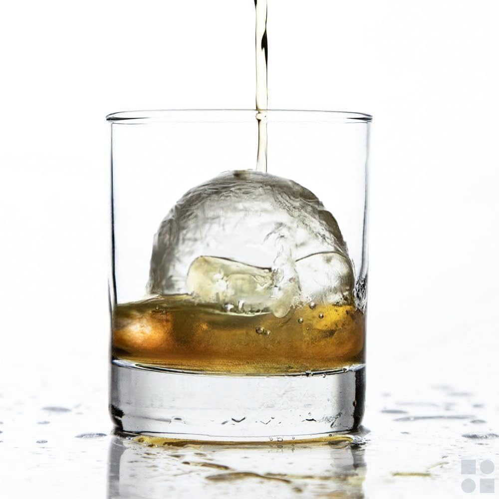 glacio Round Ice Cube Molds – Large Whiskey Ice Ball Maker | BPA-Free Silicone Sphere Mold for Bourbon Cocktails Scotch & Home Bar | Slow-Melting Ice Balls